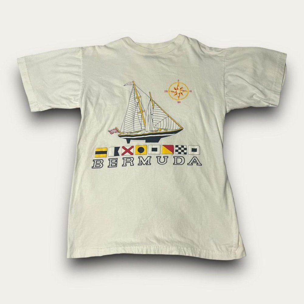 Vintage Bermuda Sailboat Graphic Tshirt Nautical Sailor Size Medium See Pics